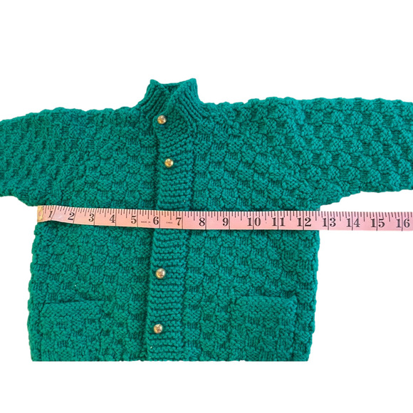 Baby Hand knit Cardigan 12 Months Greenm - Picture 2 of 8